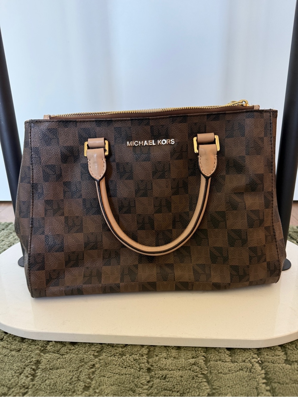 MICHAEL KORS Checkerboard  Medium SUTTON Satchel